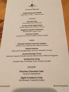 Entire 3-course menu for Cobb Restaurant Week is gluten and dairy free.